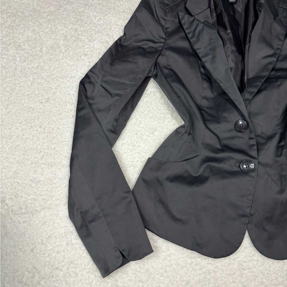 Forever 21 Women Gray Satin Double Breasted Fitted Blazer - Picture 3 of 10